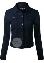 Ladies Denim Jacket Solid Color