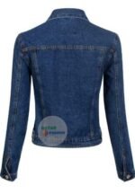 Scratched Washed Deep Blue Jacket for Women's