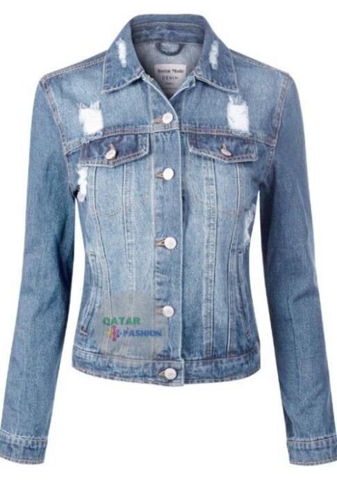 Scratched Washed Jacket for Women's