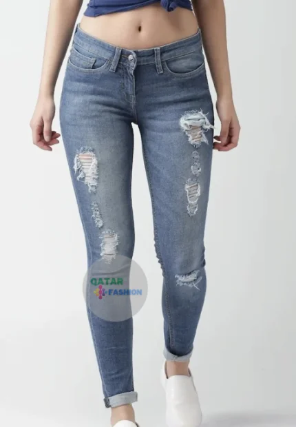 Scratches Jeans Dark Blue