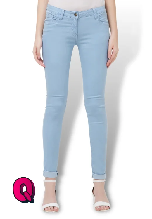 Sky-Lite-Blue Plain Look Jeans