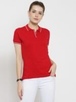 Red Polo Tee Shirt For Women's