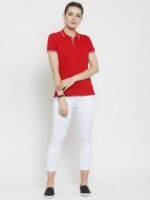 Red Polo Tee Shirt For Women's