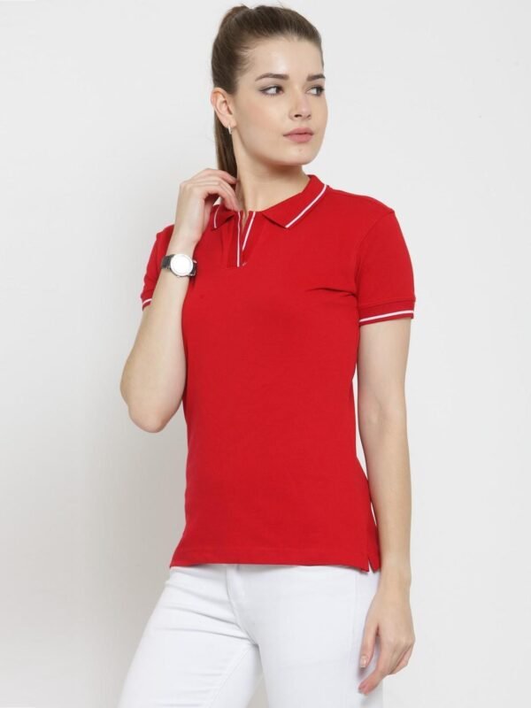 Red Polo Tee Shirt For Women's