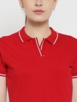 Red Polo Tee Shirt For Women's