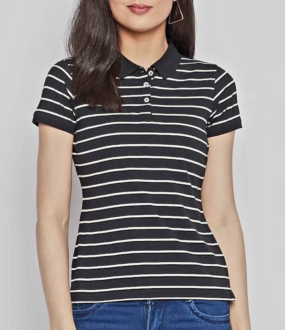 Striped Polo Shirt for Women's