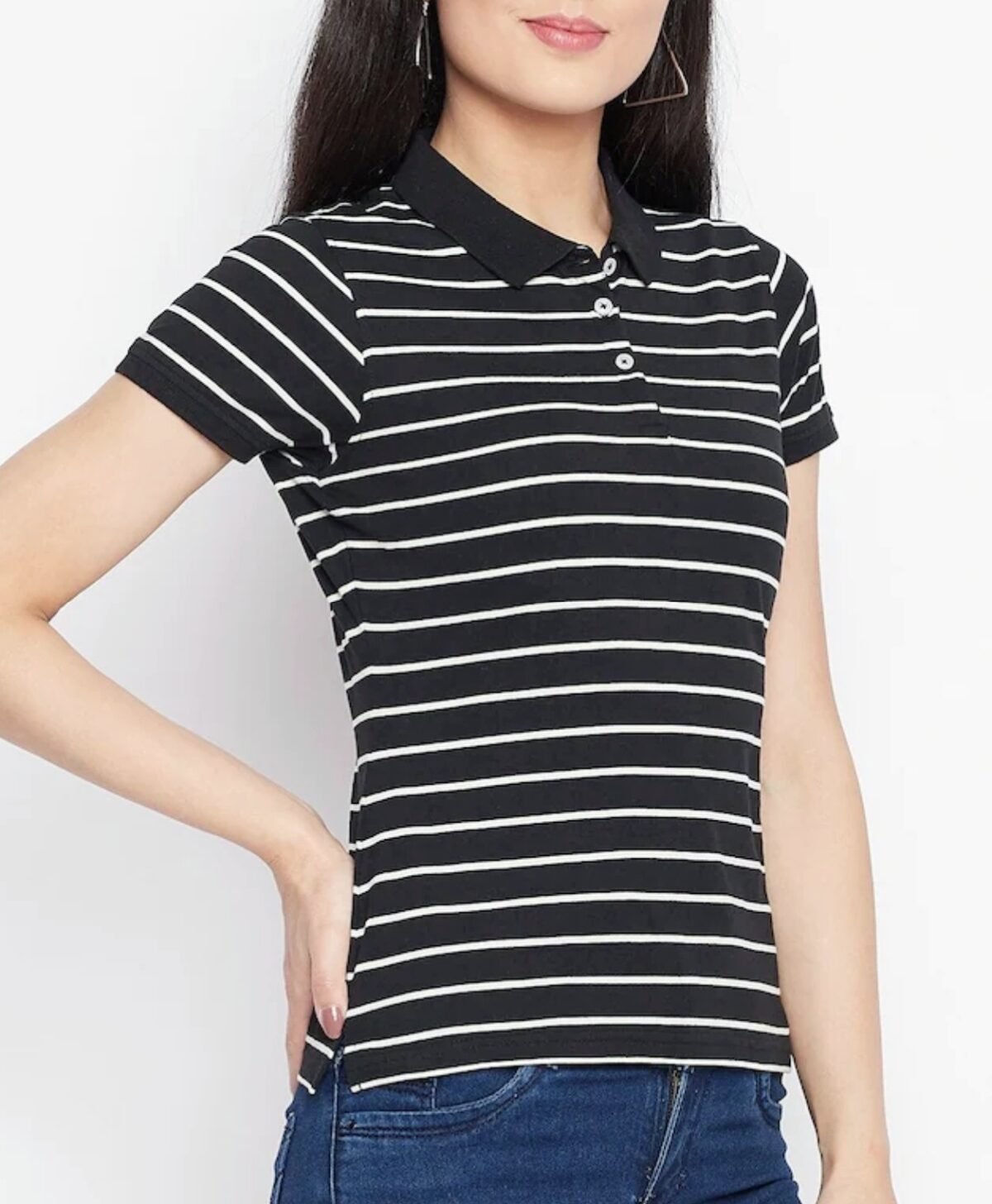 Striped Polo Shirt for Women's