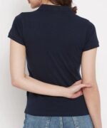 Dark blue simple polo shirt for womens