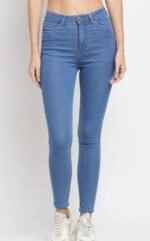 Skyblue Plain Jeans High-Rise for Women's