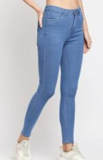 Skyblue Plain Jeans High-Rise for Women's