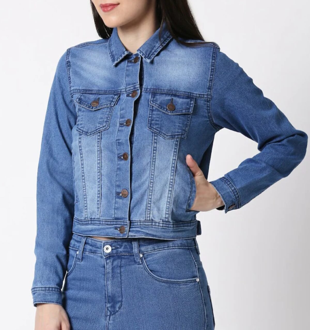 Lite Blue Denim Jacket & Jeans for women's