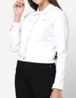 Solid White Denim Jacket for Women's