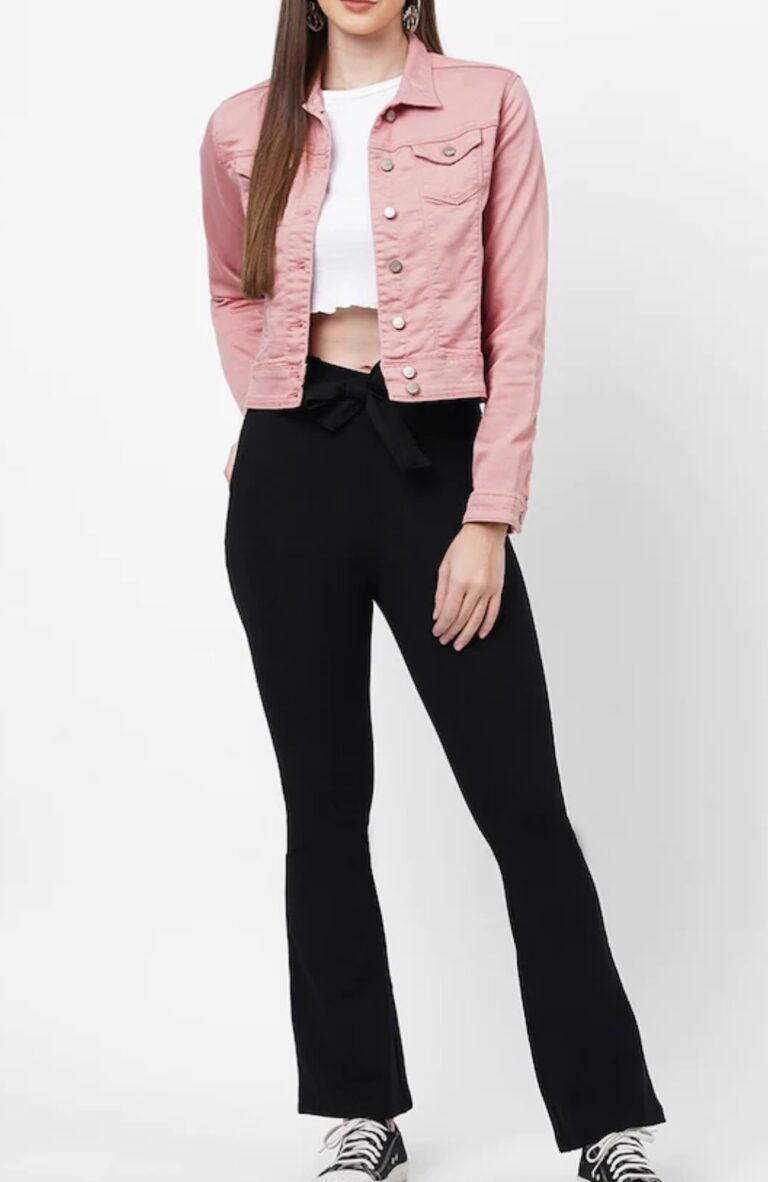 Pink Rose Simple Denim Jacket For Women's