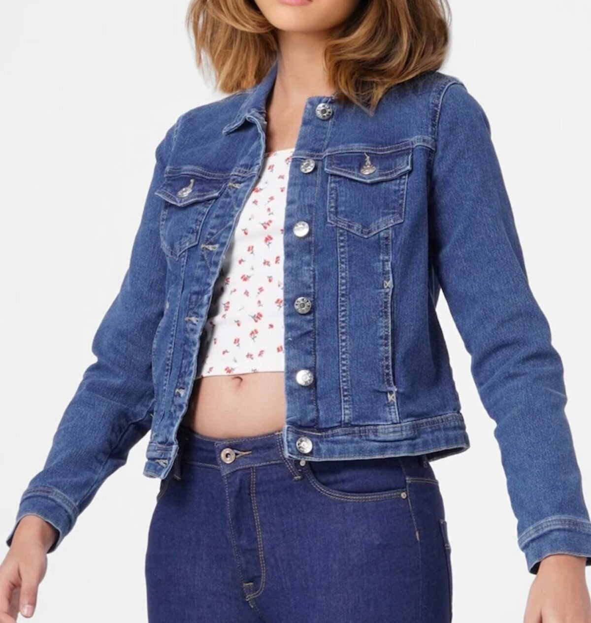 Royal Blue Denim Jacket Plain Look