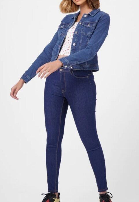 Royal Blue Denim Jacket Plain Look