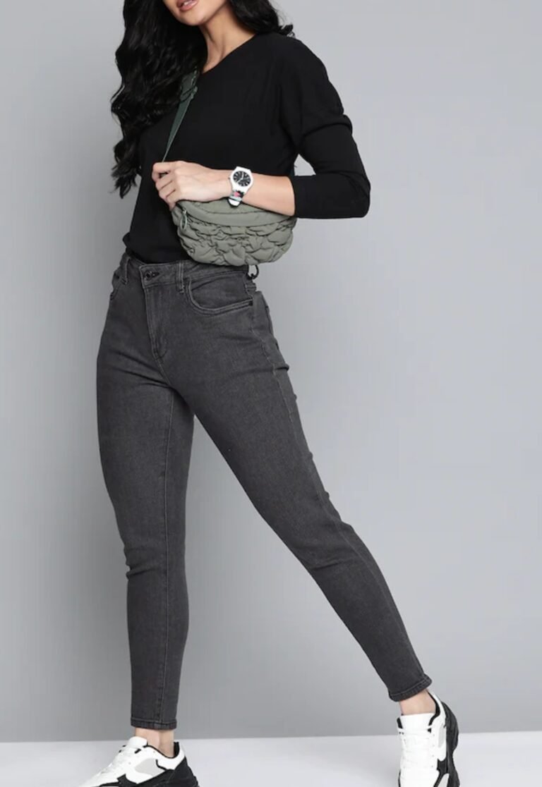 Dark Ash High-Rise Plain Jeans Womens