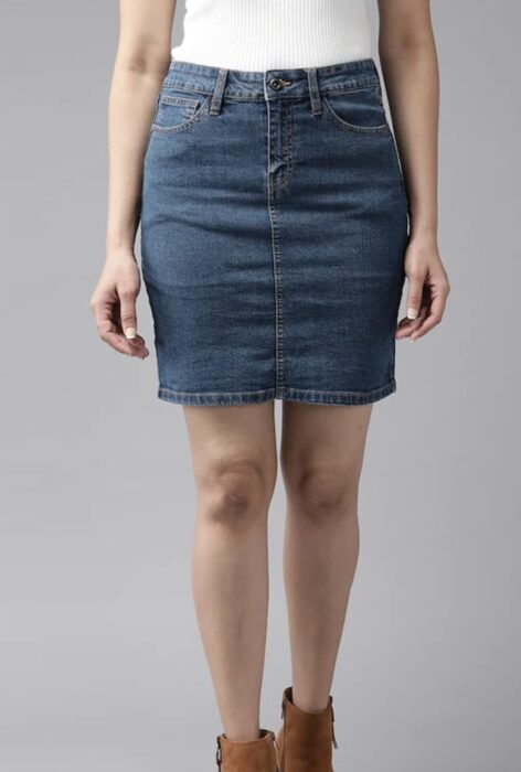 Denim Skirt Dark Blue